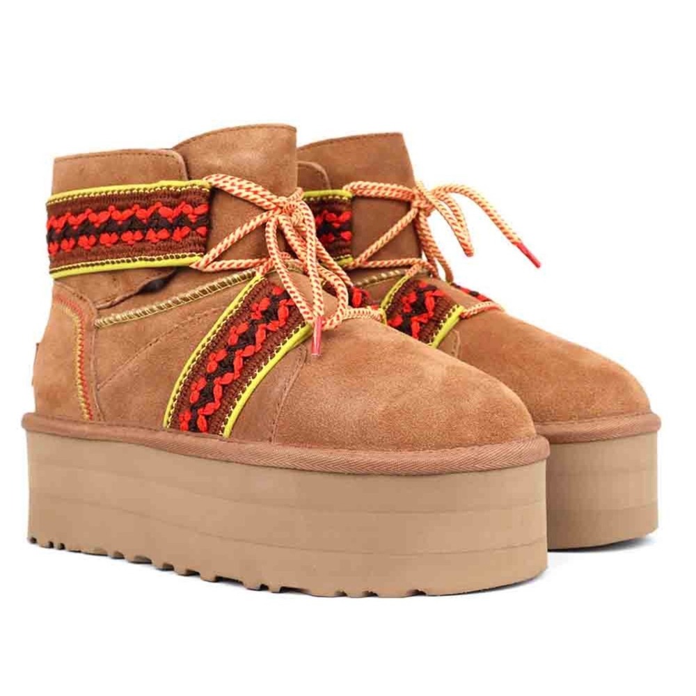 UGG CLASSIC MINI‎ II BRAID PLATFORM WOMEN SUEDE CHESTNUT US 10 /UK 8 /EU 41